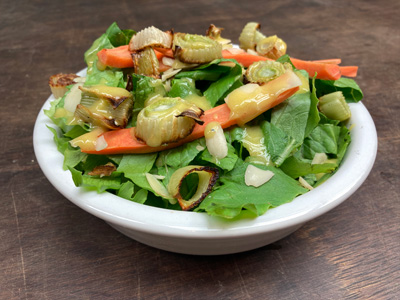 romaine-salad-with-ginger-dressing-and-roast-fennel